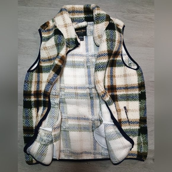 Marissa Olivia New York Sherpa plaid zip up vest size L - Picture 4 of 8